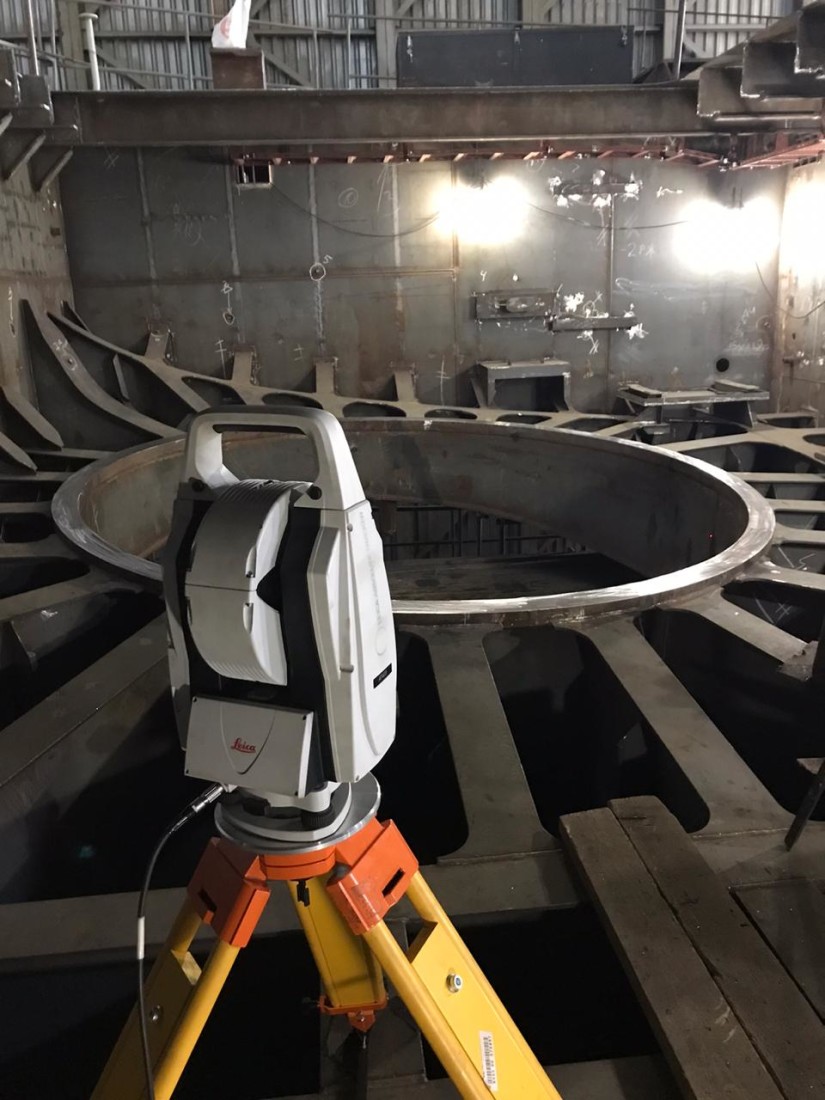 Выставление лазерным трекером оборудования для фрезеровки детали ...